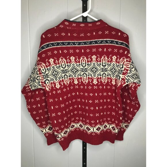 Vtg L.L. Bean Jumper Women SM Sweater Fair Isle Pullover Nordic Knit Snowflake - Picture 2 of 4